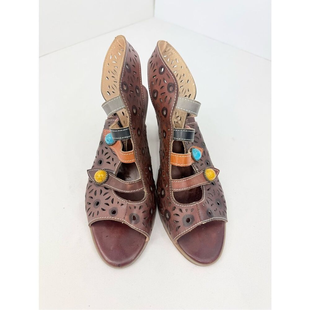 L'Artiste Spring Step ALAINA Colorful Bead Multi Strap Heeled Slingback Sandals - Picture 2 of 12